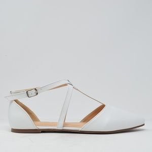 NIB Women's Chase & Chloe White Strappy Flats
